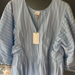 A New Day Sky Dolman Sleeves Blue Textured Dress